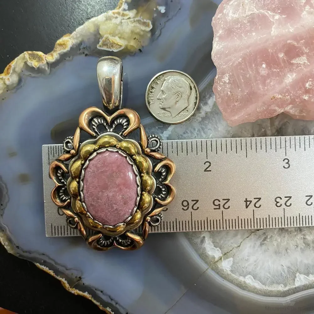Carolyn Pollack Southwestern Style Mix Metal Turquoise & Rhodonite Pendant